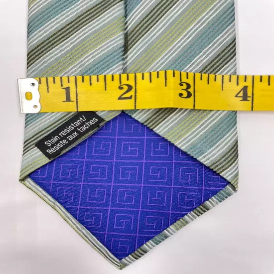 George Green Teal Regimental Striped Repp Silk Tie 3.8" x 59"