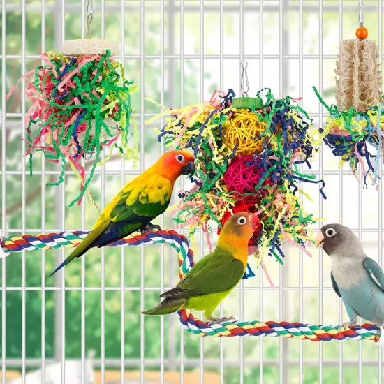 Bird Toys Bird Shredding Foraging Toys Parakeet Toy Chewing Hanging Toy Bird 