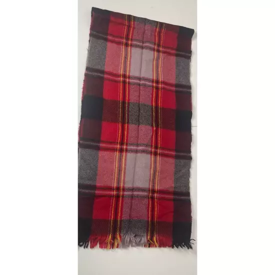 Vintage Plaid Australian Wool Mens Scarf Made in USA