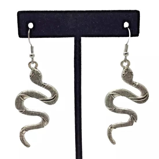 Snake Earrings, Serpent Earrings, Critter Jewelry, Animal Jewelry, Big Earrings