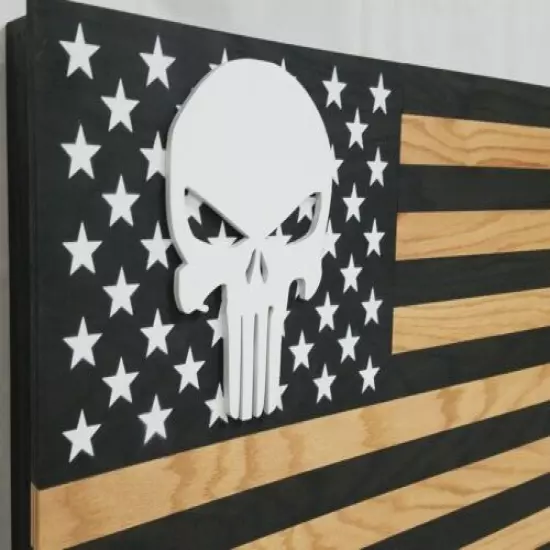 Punisher Skull American Flag Gun Concealment Cabinet Hidden Firearm Storage Safe