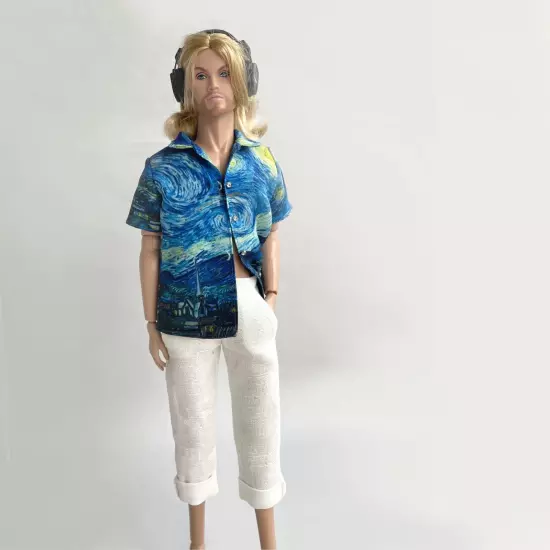 Hawaii Shirt + Lenin Pants ( Van Gogh Starry Night) for Fashion Royalty,Ken