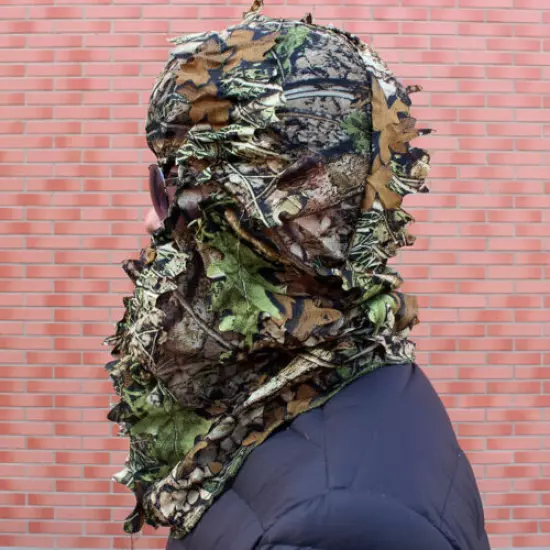 Bionic Camouflage Leaves Hat 3D Full Face Mask Headwear Hunting Ghillie Suit Men