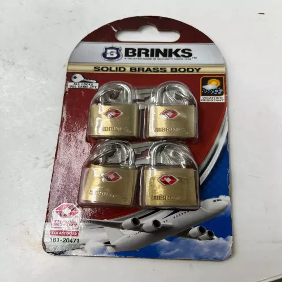 Pack of 4 - Brinks Luggage Locks 20mm Solid Brass Body 161-20471 Pick Resistant