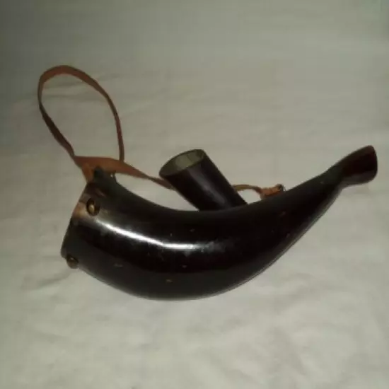 Antique Powder Horn and Mini Horn Set ~ Powder Horn Has Threaded End Cap