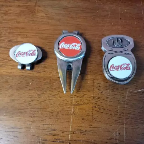 Coca Cola Golf 3 Ball Markers and Divot Tool New