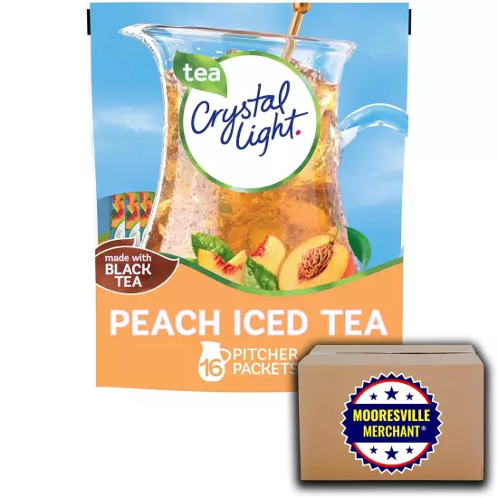 Crystal Light Peach Iced Tea Powdered Drink Mix, 8.5 Grams, 16 Pitcher Packets w