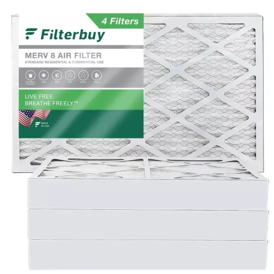 Filterbuy 16x24x4 Pleated Air Filters, Replacement for HVAC AC Furnace (MERV 8)