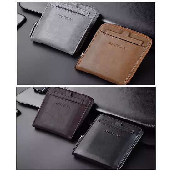 Men RFID Blocking Leather Bifold Wallet Credit Card ID Holder Zip Around Purse