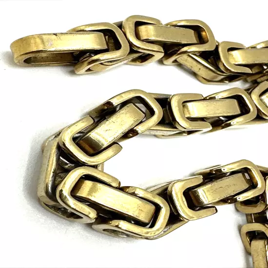 INOX Stainless Steel Byzantine Chain Bracelet Gold Tone Men & Women 8 1/4"