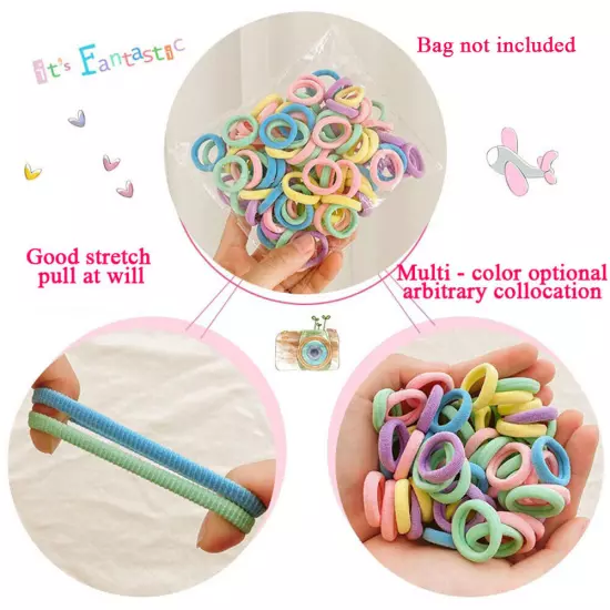 100PCS Mini Small stretchy Endless Elastics Girls kids hair Bobbles Bands