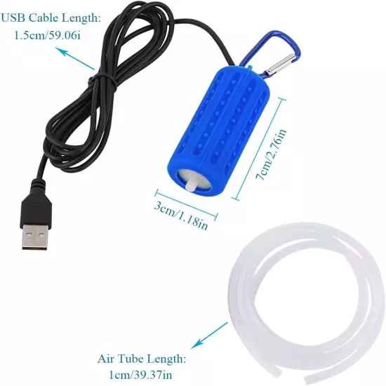 USB Aquarium Air Pump, Ultra Durable & Quiet USB Nano Air Pump, Small Air Bubble