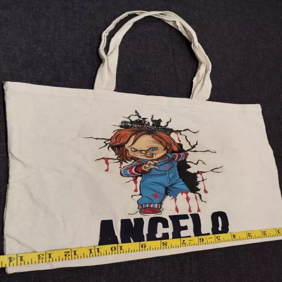 CHUCKY TOTE Bag Chucky ANGELO TRICK OR TREAT Halloween BAG FOR CANDY COTTON