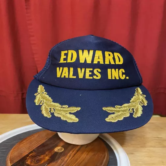 VTG Snapback Hat Navy Blue Mens Trucker Golden Wings Wear Guard Edward Valves