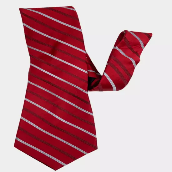 Jones New York Red Blue Striped Repp Regimental Necktie Silk Tie 3.8" x 59"