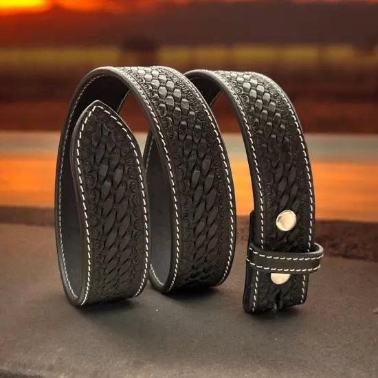 Western Belt Handmade Strap Men's Full Grain Leather No Buckle Cowboy Rodeo Belt