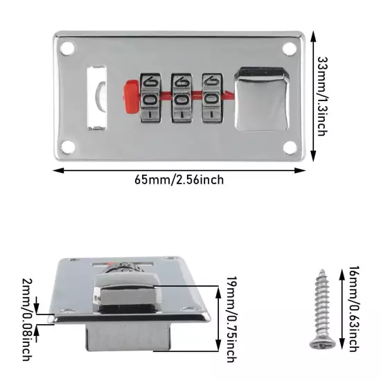 Combination Lock, Silver, Keyless, 3-Digit Password, Easy to Install, Suitabl...