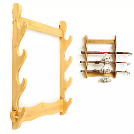 4 Rifle Rack Wall Mount Wooden Gun Rack Storage Display Holder 35x51cm