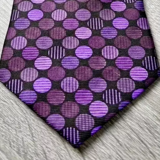 Bijoux Terner Tie Necktie Geometric Purple Circles Genuine Silk Necktie Tie