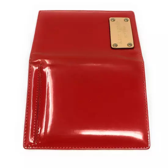 Kate Spade New York Red Leather Passport Holder Wallet Patent Red