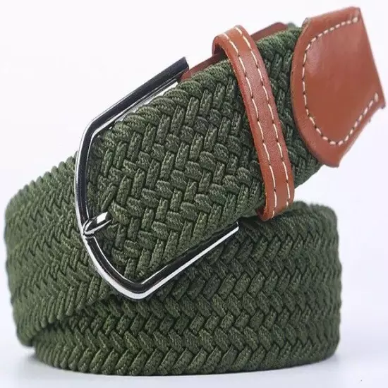 Mens Womens Belt Unisex Braided Elastic Stretch Fabric Enduring Woven Many Sizes