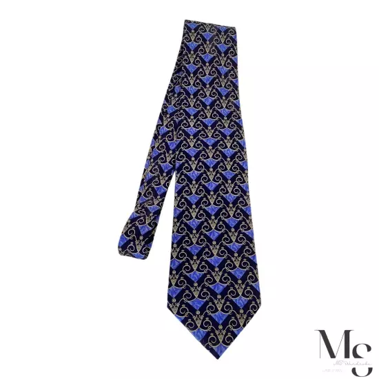 LANVIN PARIS Blue Baroque Luxury Silk Tie Made In France W:3.75’’ EX COND