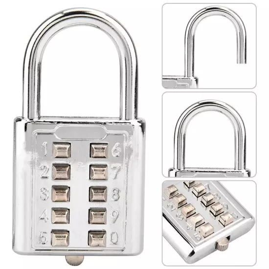 10-digit Push Button Combination Password Padlock Blind Button Padlock