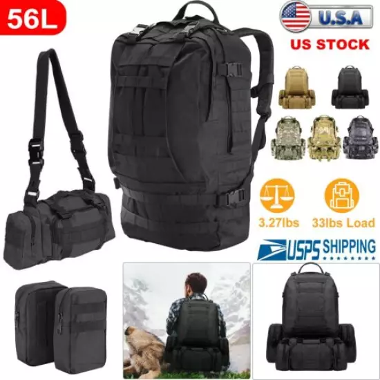 40L/55L Outdoor Military Tactical Backpack Rucksack Camping Hiking Trekking NEW