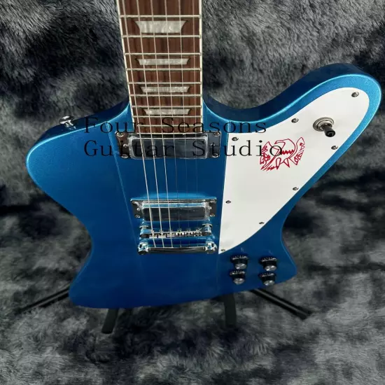 Custom Blue Firebird Solid Electric Guitar Chrome Hardware Rosewood Fretboard