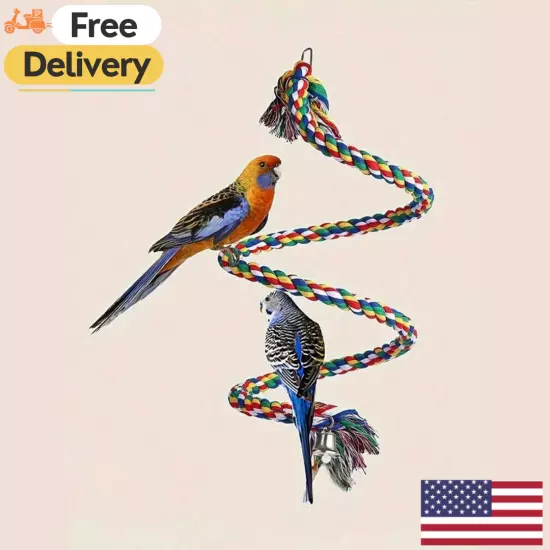 Colorful Parrot Perch Stand Toy with Stretchable Function for Bird Cage