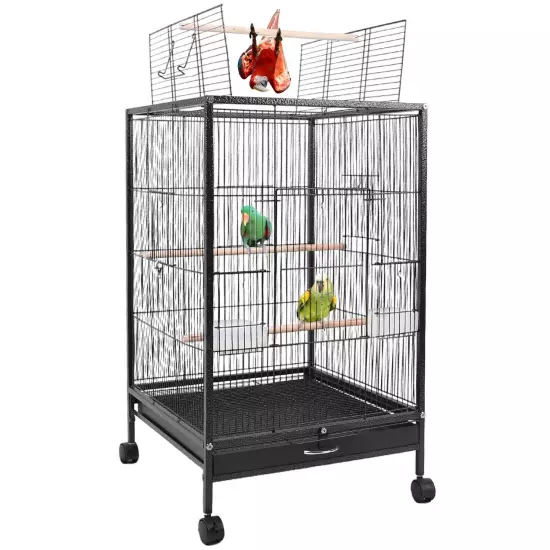 30.31in Iron Bird Cage Stand Wide Top Opening Large Cage For Parrot Parakeets US