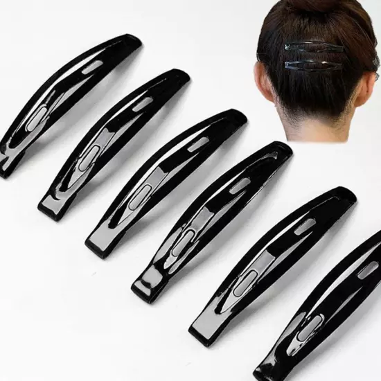 Large Black Metal Snap Hair Clip Barrettes 77mm DIY Clip Hair New Fashion L7G6