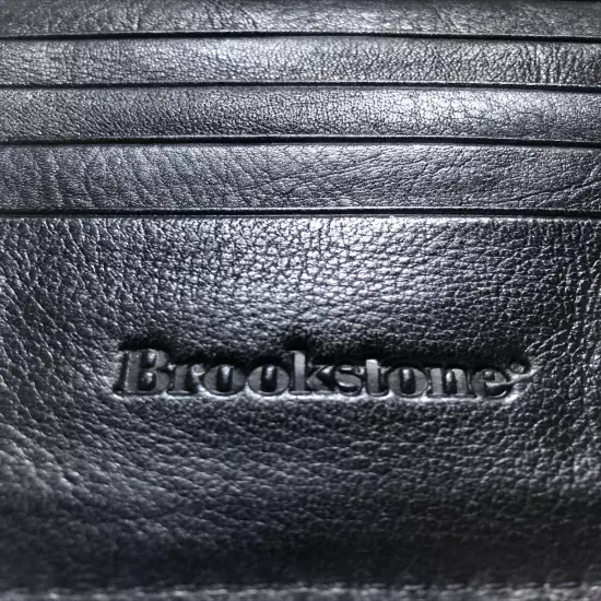 Brookstone Leather Black Zip Around ID Credit Card Travel Organizer