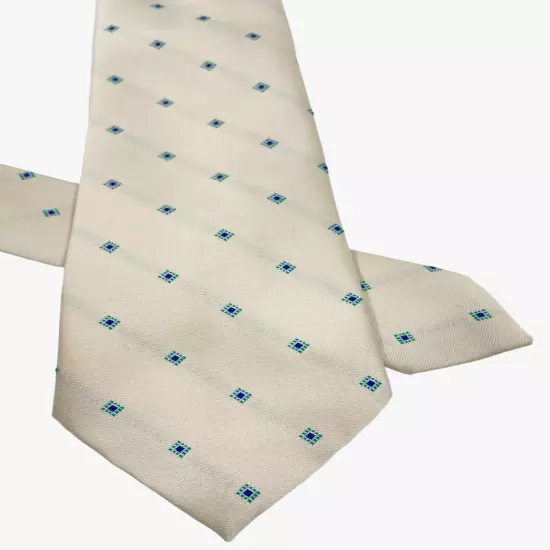 Michel Robichaud Ivory Blue Geometric Dot Silk Polyester Blend Tie Mens 3" x 56"