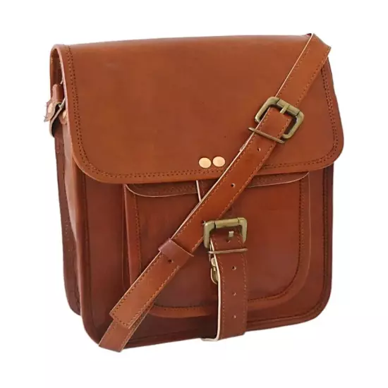 leather tablet bag 11 inch vintage messenger crossbody shoulder brown bag new