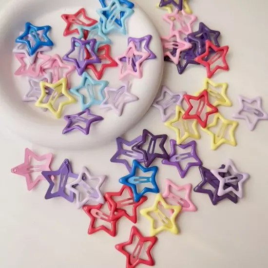 10-100pcs Y2k Star Hair Clips Women Girls Metal BB Snap Hair Pins Barrette