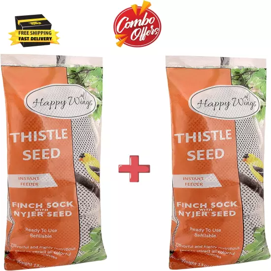 Nyjer/Thistle Seeds Wild Bird Food - (Pack of 2, 13 Ounce X 2) | Prefilled Sock 