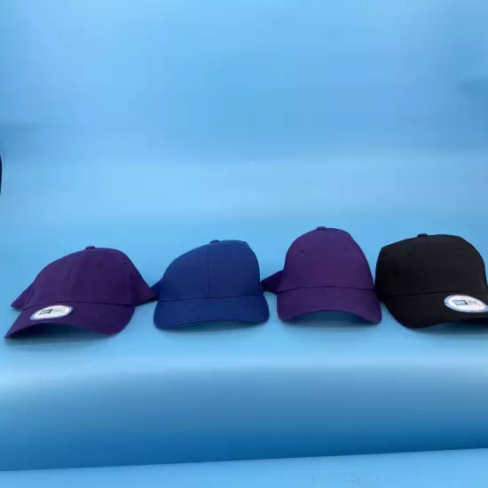 Lot of 4 Blank New Era Hats Flexfit Small Medium Black Blue Purple Baseball NEW