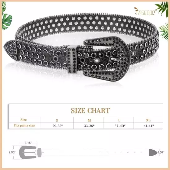 Women Men Rhinestones Belt Bling Cowboy Studded Leather Belt Diamond Waist Belt