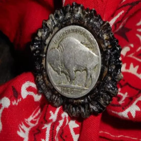 Deer Antler Wild Rag Slide Buffalo Nickel