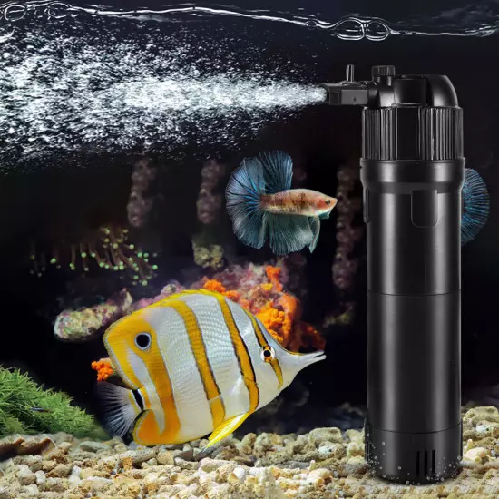 5-in-1 Internal Aquarium Fish Tank UV Sterilizers Filter Submersible Water Pump