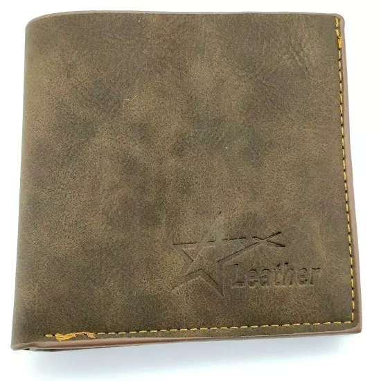 Men Leather Bi-Fold Wallet Brown