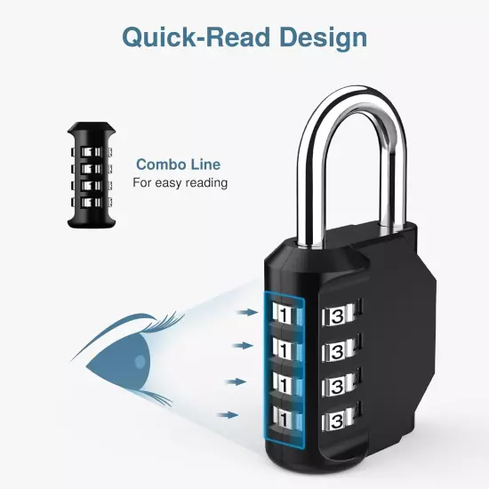 2 Pack Combination Lock 4 Digit Locker Lock Outdoor Waterproof Padlock 