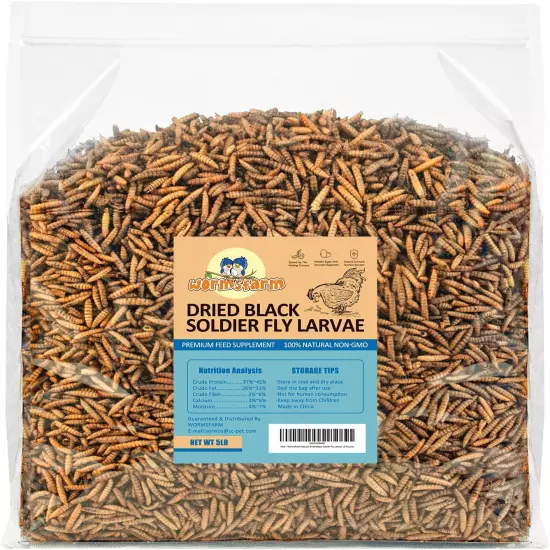 5LB Dried Black Soldier Fly Larvae Treat for Chicken More Calcium than Mealworms