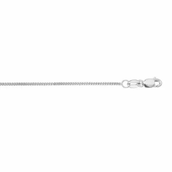 1.0mm Diamond Cut Gourmette Curb Chain Necklace Real 10K White Gold