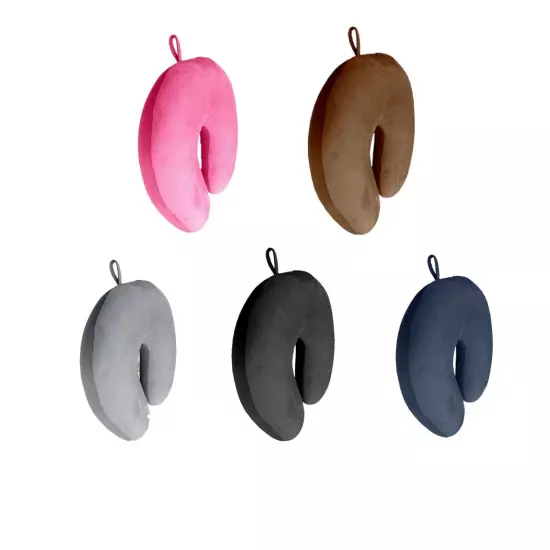 Solid Color U Shaped Travel Pillow Neck Support Head Rest Airplane Sleep Cushion