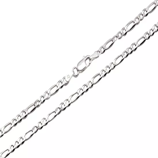 .925 Sterling Silver Figaro Link Chain Necklace 1mm-17mm Sz 16"-36"