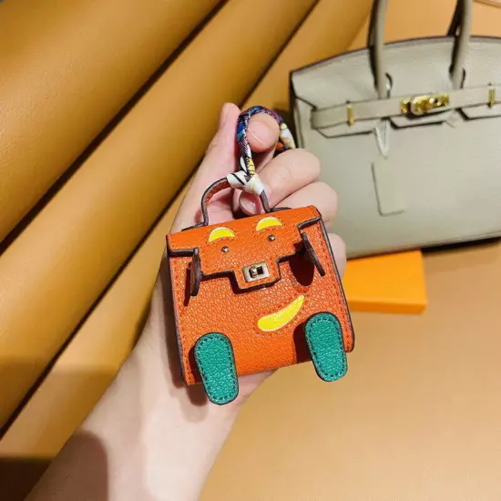 Cute Leather Mini Wallet Lipstick Bag Ladies Keychain Car Bag Charm for AirPods