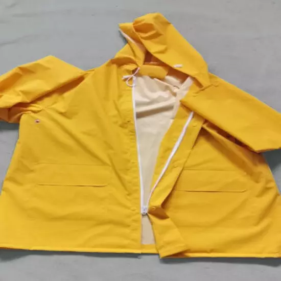 Bulk lot Yellow Heavy Duty PVC Rain Jacket with hood Pack of 30 Size M