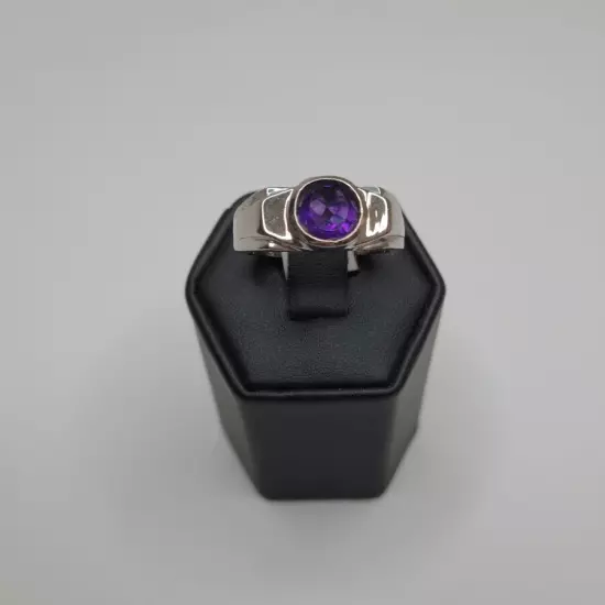 Stainless Steel Men's Dark Amethyst Size 11 3/4 Ring! Amazing!